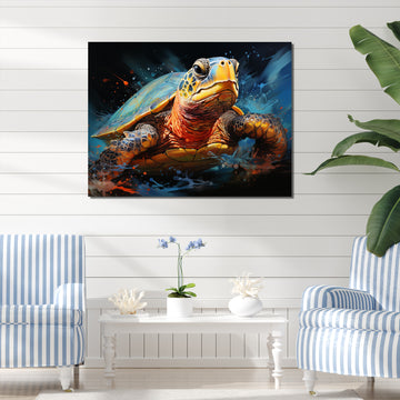 Abstract Representation Of A Turtles Aquatic Jour - Turtle Canvas Wall Art